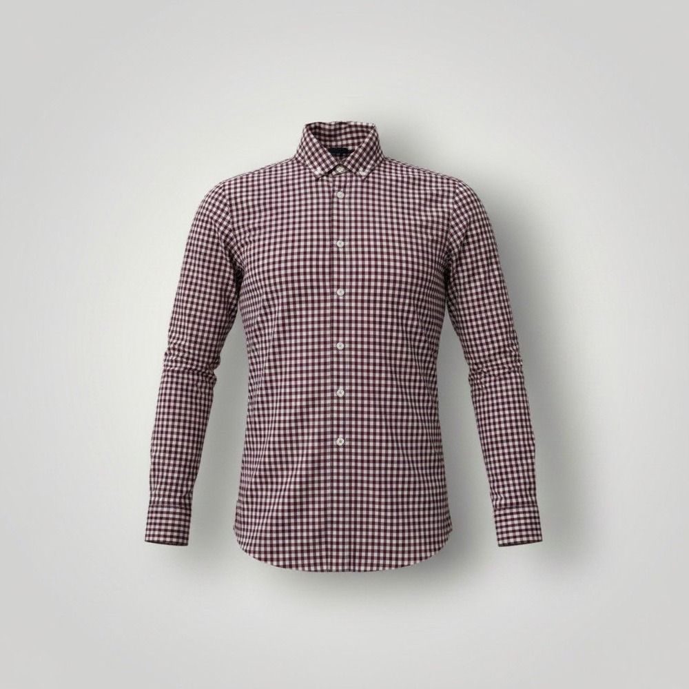 J.Crew Button Down Shirt Men XS Burgundy Gingham Slim Fall Dark Academia Preppy